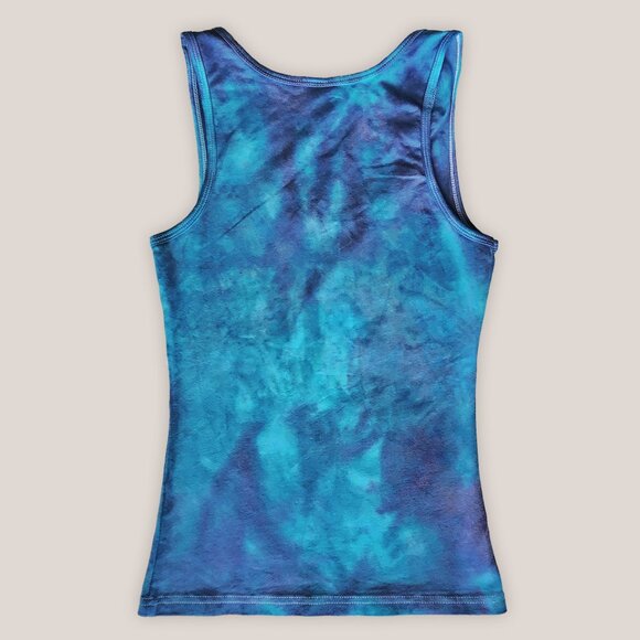 NWT Zerya Blue Teal Tie Dye Cotton Tank Top Women's Yoga Shirt - Picture 3 of 3